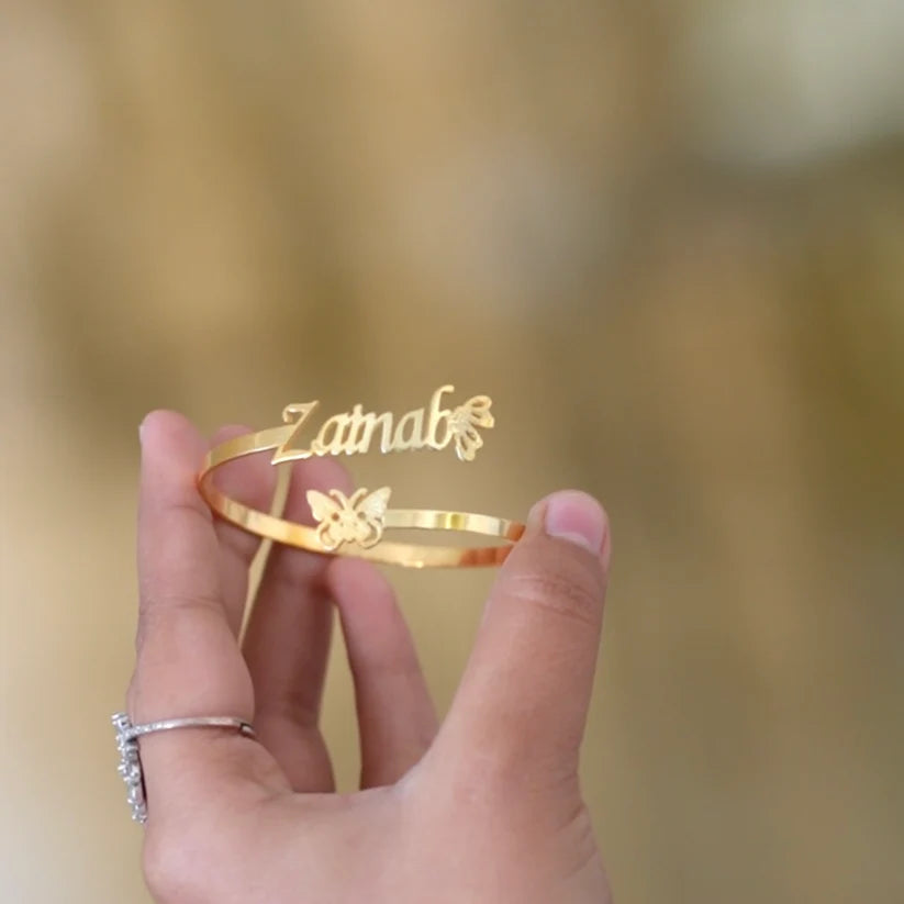 Customize Butterfly Name Bangle