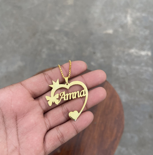 Crown Heart I Customize Name Necklace