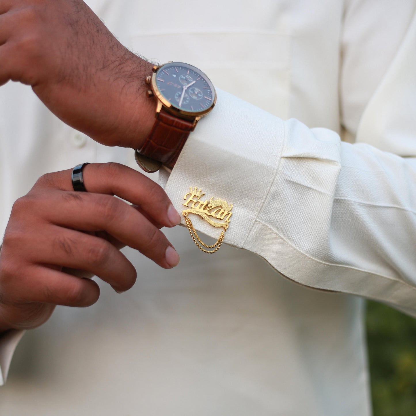 Customize Name Cufflinks With Chain