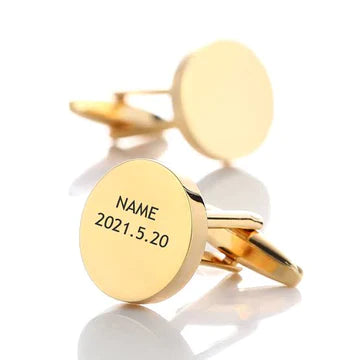 Engraved Round Name Cufflink