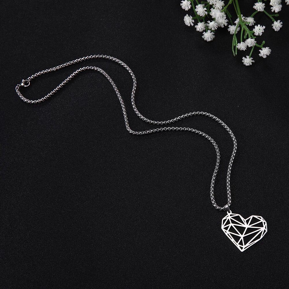 Fashion Big Hollow Heart Charm Necklace - Pendant