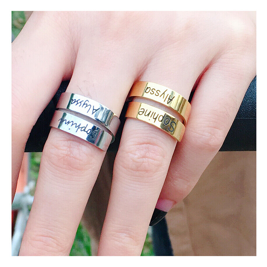 Personalized Engraved Dual Name Adjustable Ring