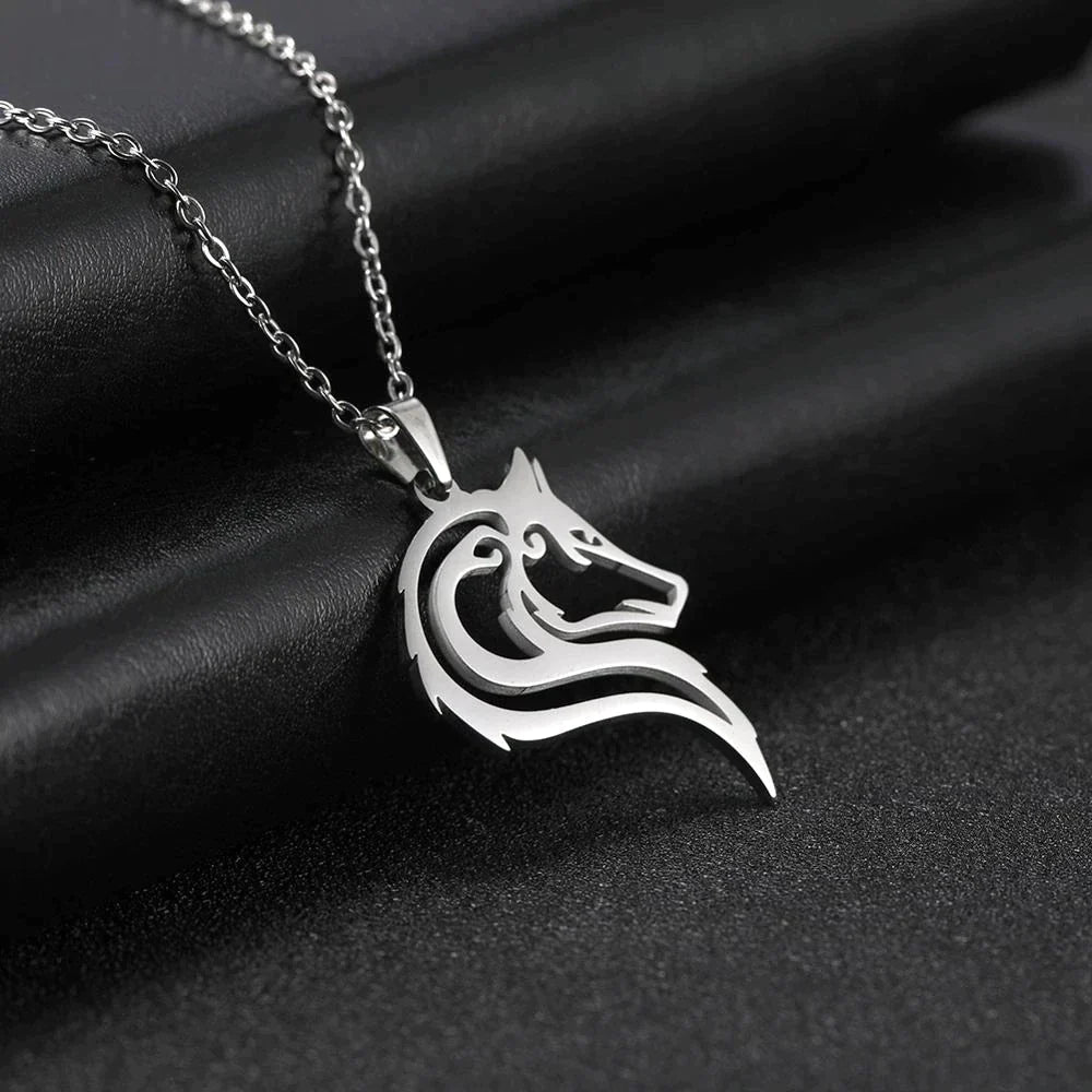 Viking Ancient Fenrir Wolf Necklace Stainless Steel Wolves Animal Necklace - Pendant